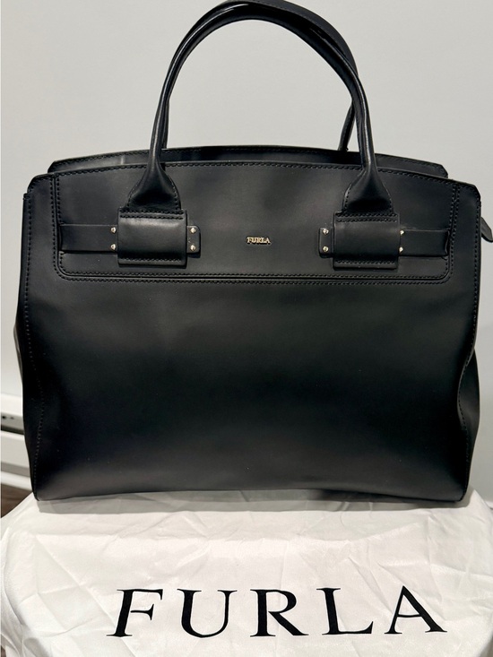 Furla Handbags - Furla Black Linda Bag, Smooth Leather Structured Tote with dust bag